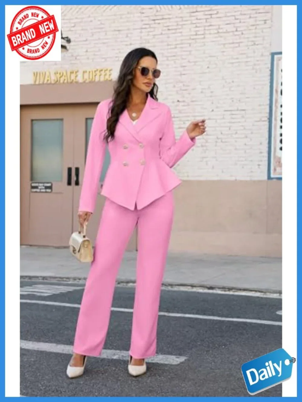 Women's 2 Piece Suit Set Dressy Blazer Pants Business Casual Outfit Long Sleeve